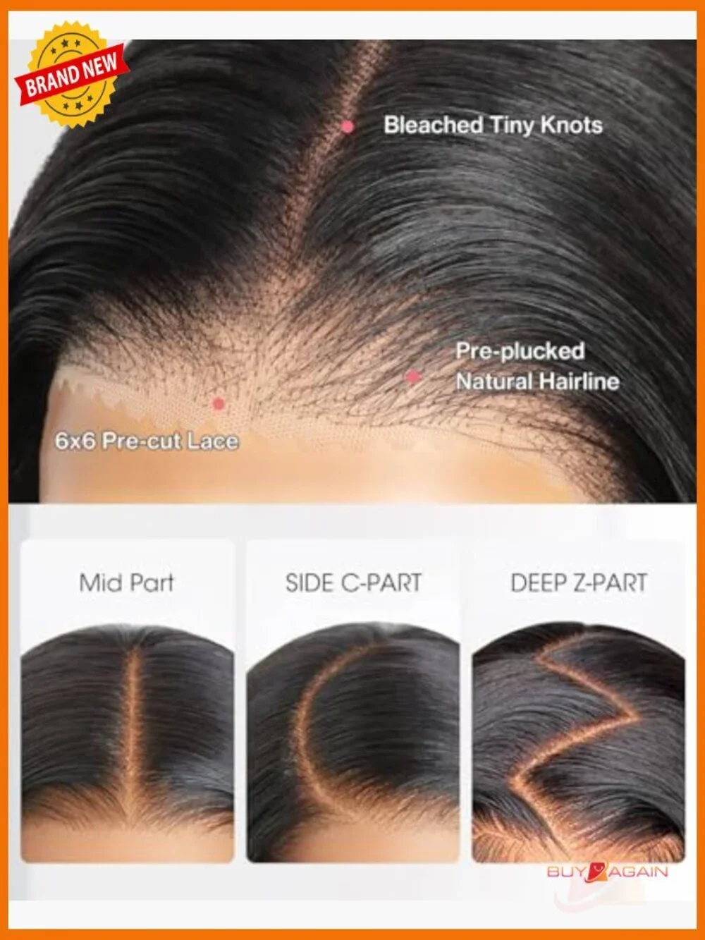 Face-Framing Layered Curtain Bangs Glueless Lace Front Wig 6x6 Human Hair 18